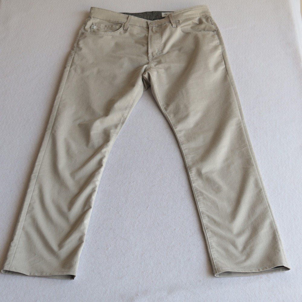 AG Adriano Goldschmied Everett Slim Straight Pants Khaki Light Tan 34x34